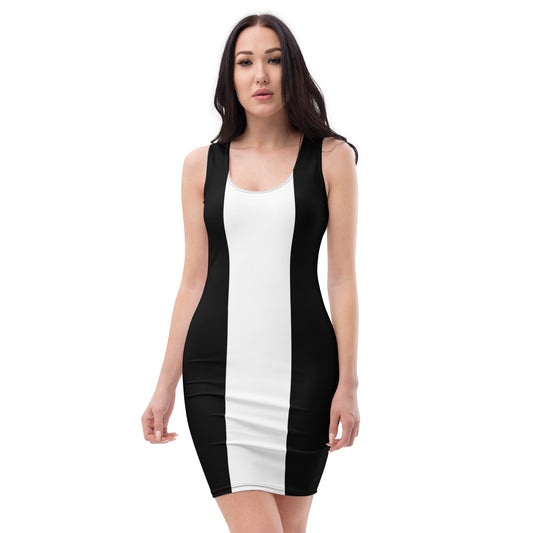 Black with White Centre Bodycon dress