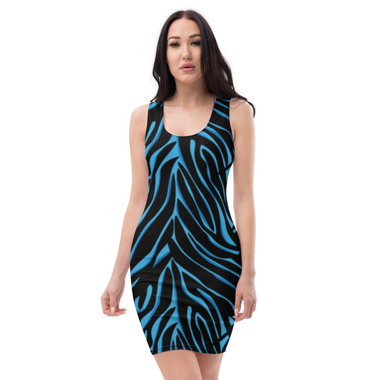 Zebra Print Bodycon dress (Blue & Black)