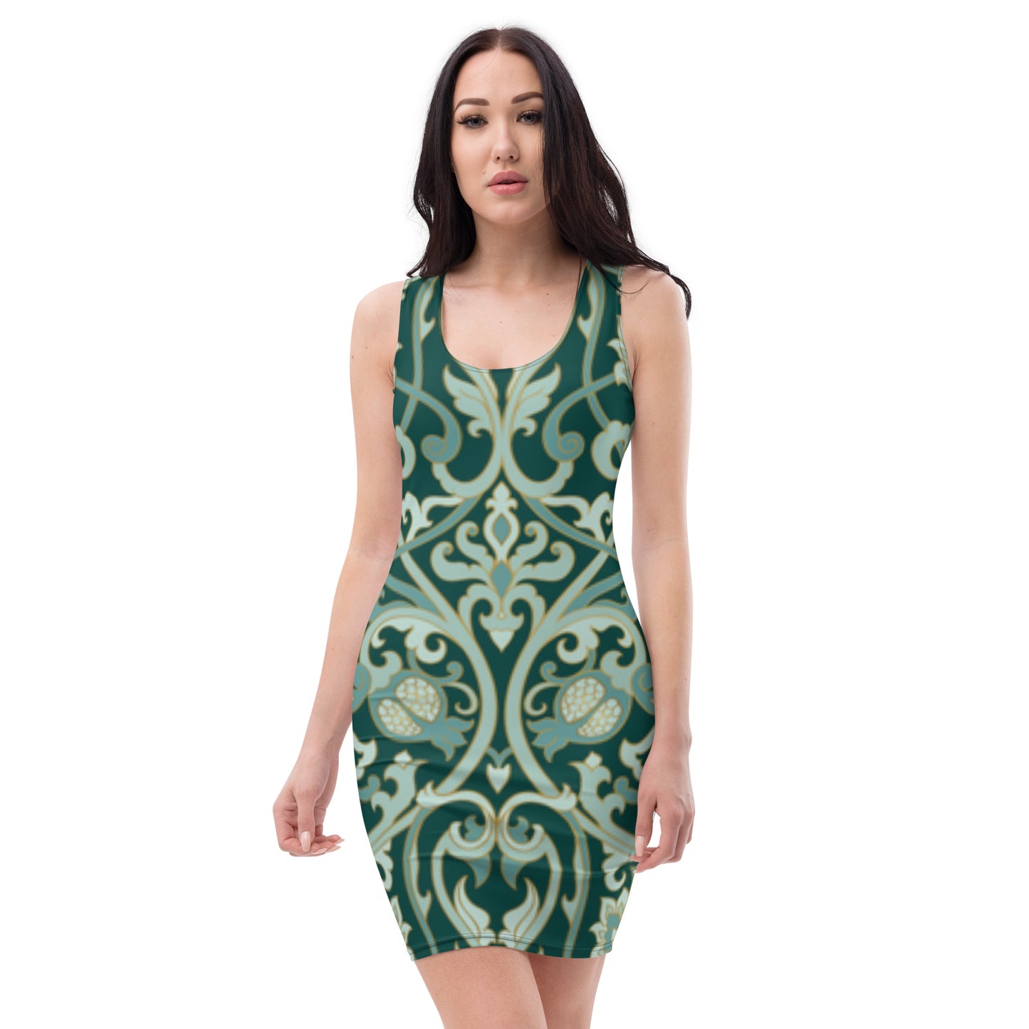 Green Print Bodycon Dress