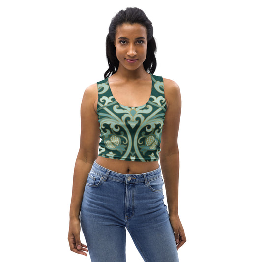 Green Pattern Crop Top