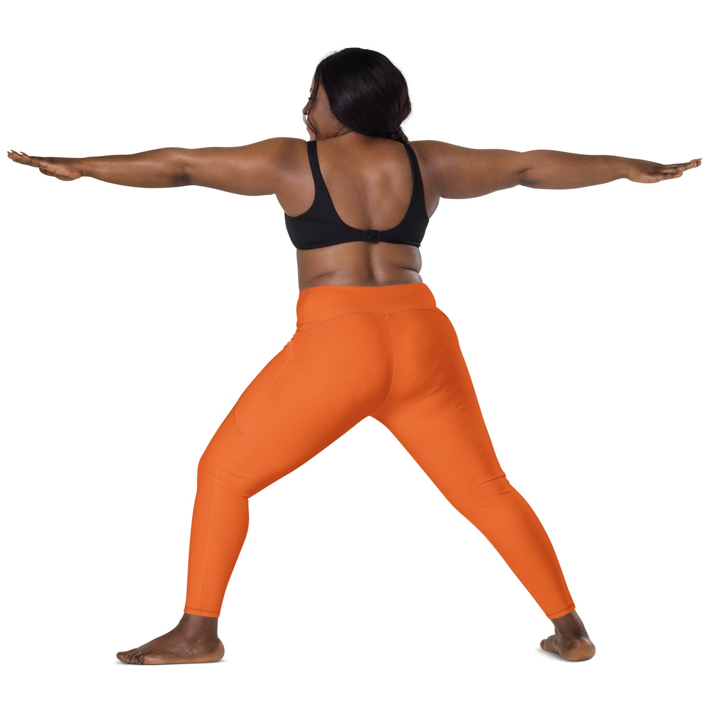 Orange Crossover leggings with pockets