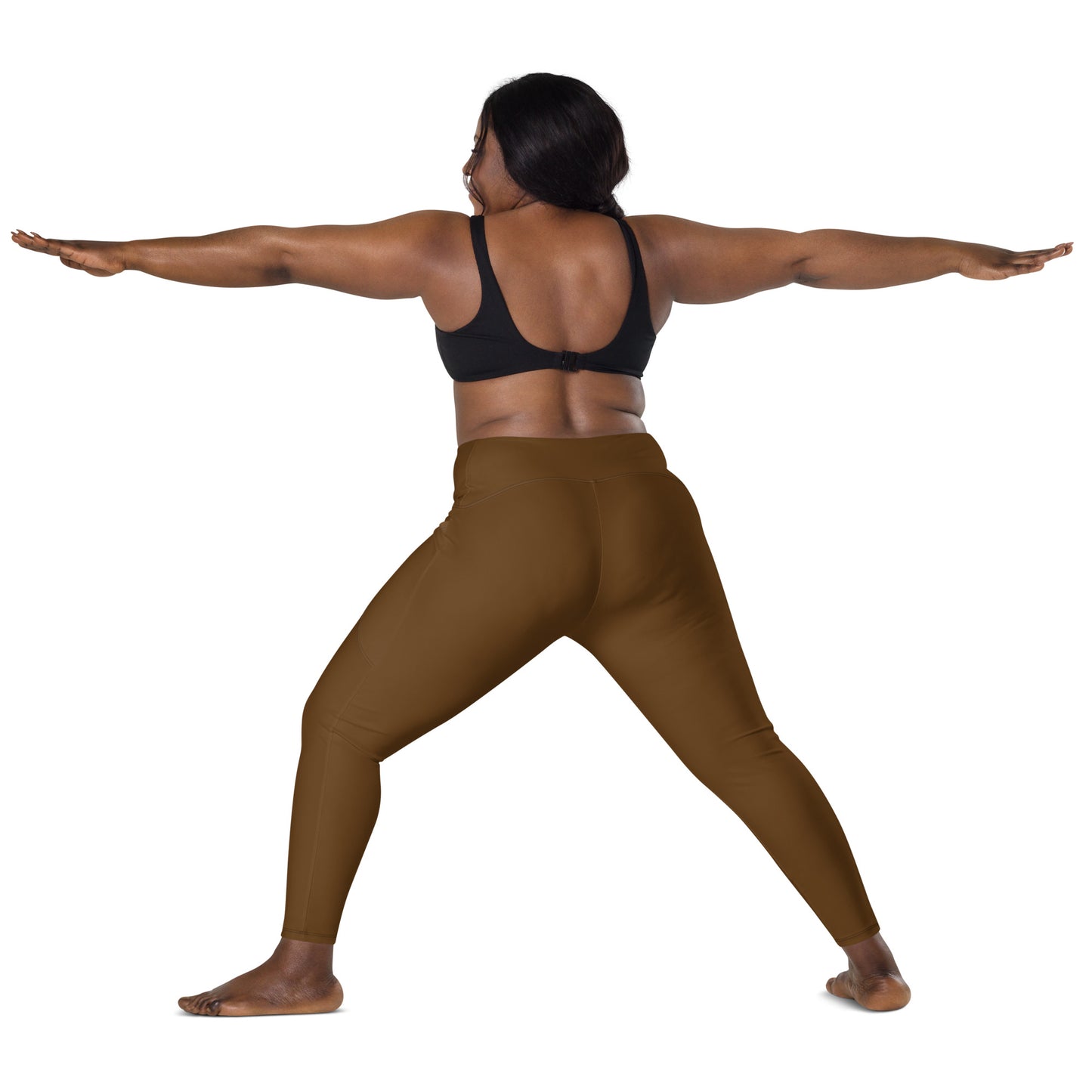 Brown Crossover leggings with pockets