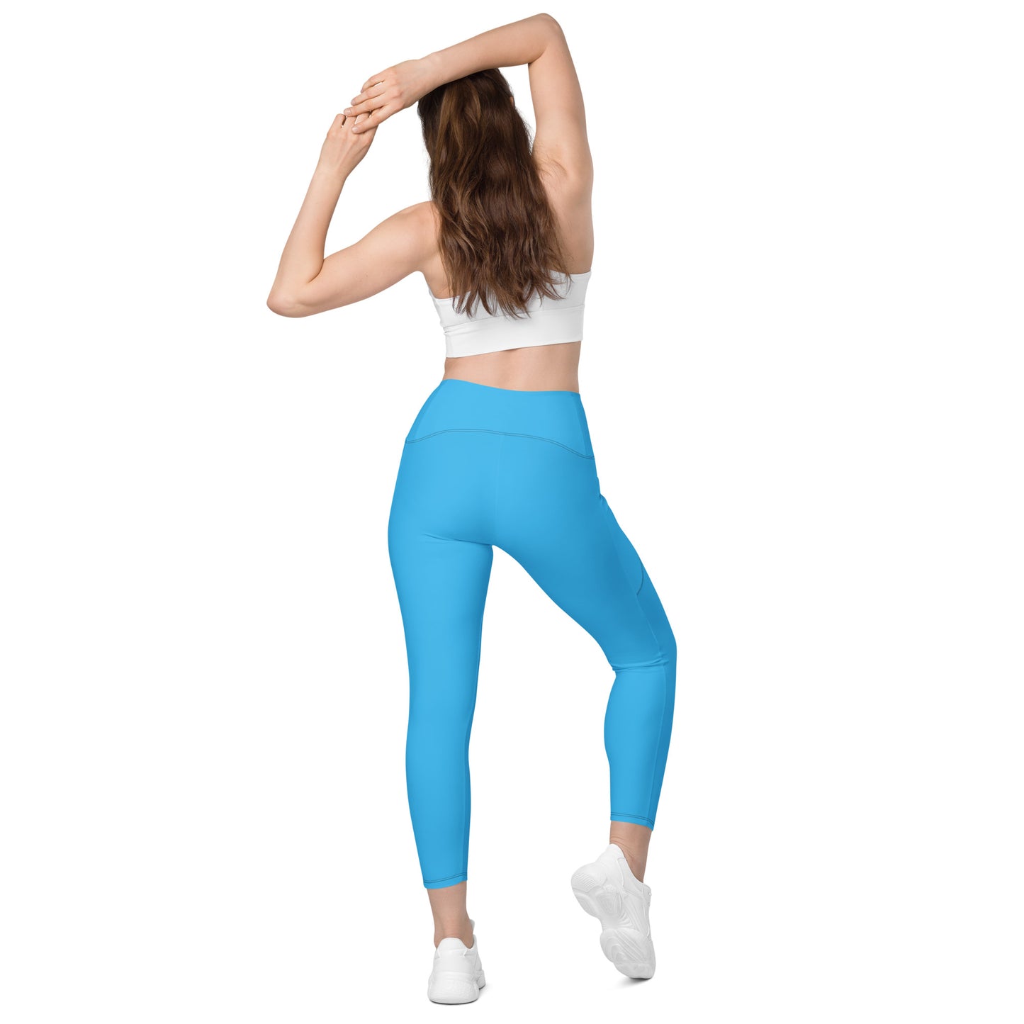 Sky Blue Crossover leggings with pockets