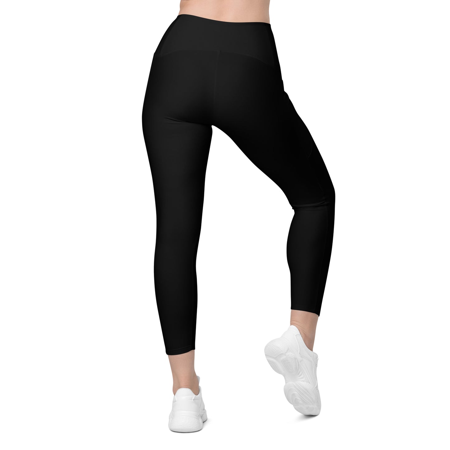 Black Crossover leggings with pockets