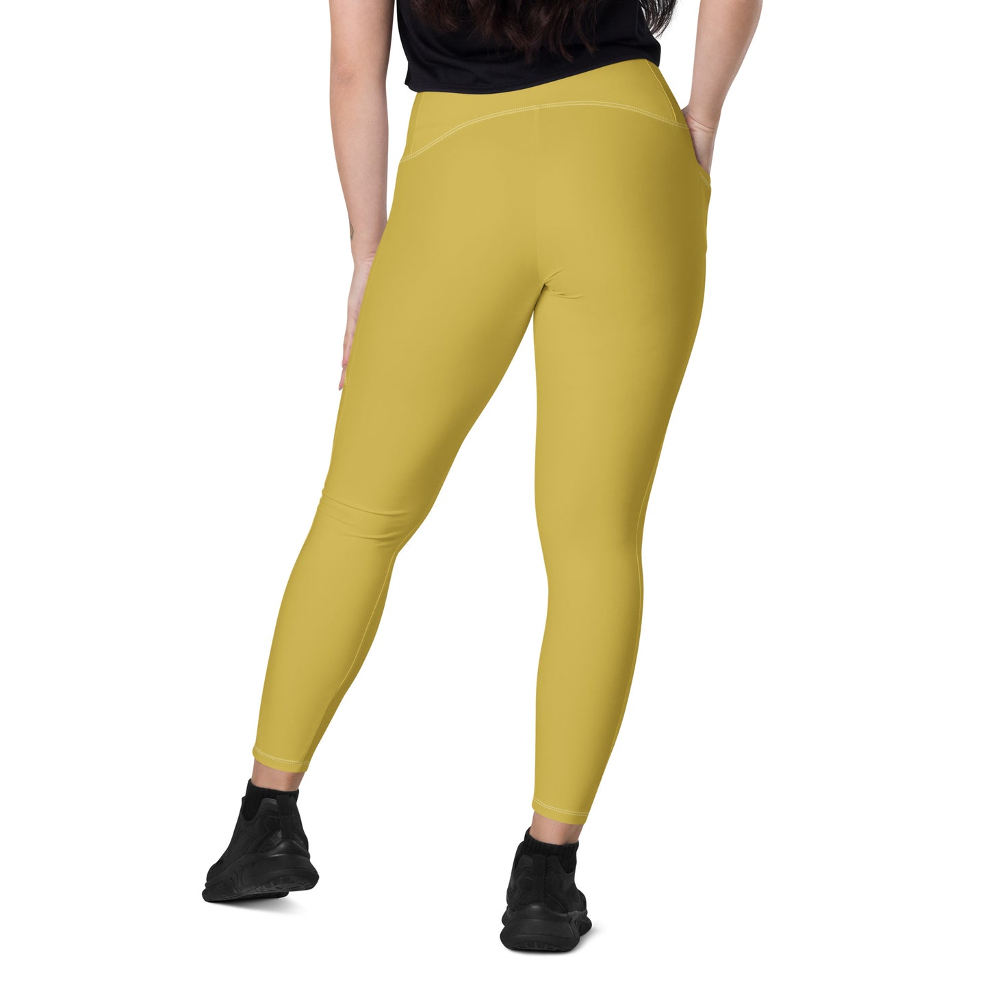 Gold Crossover leggings with pockets