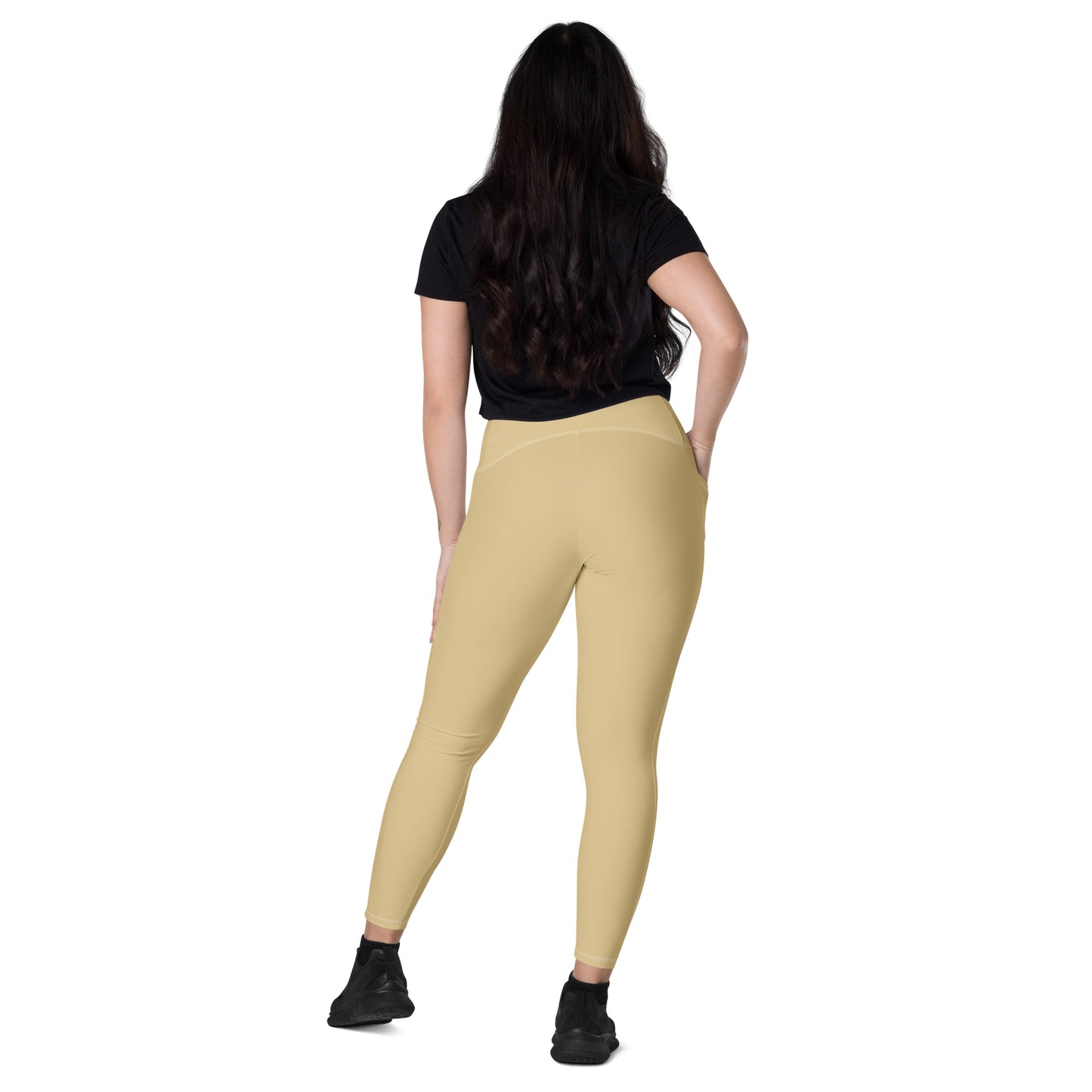 Pale Gold Crossover leggings with pockets