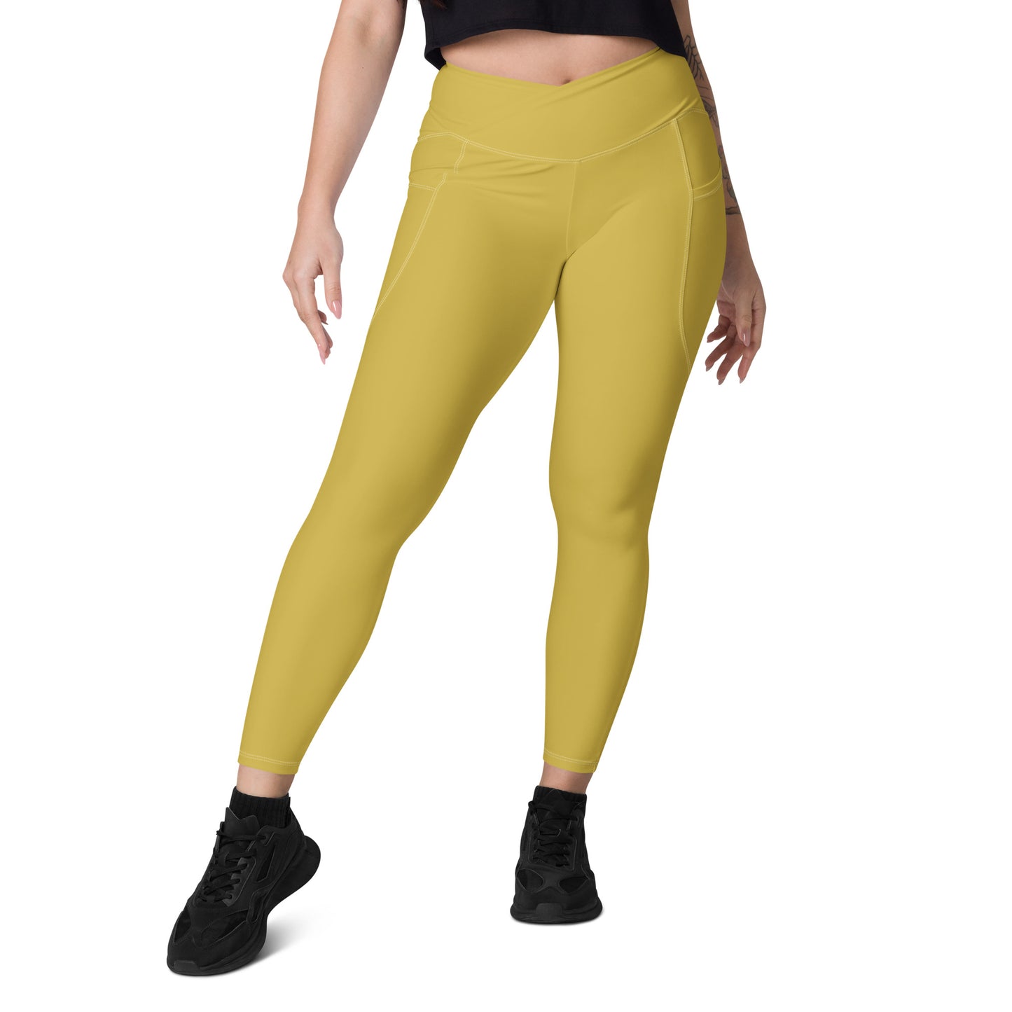 Gold Crossover leggings with pockets