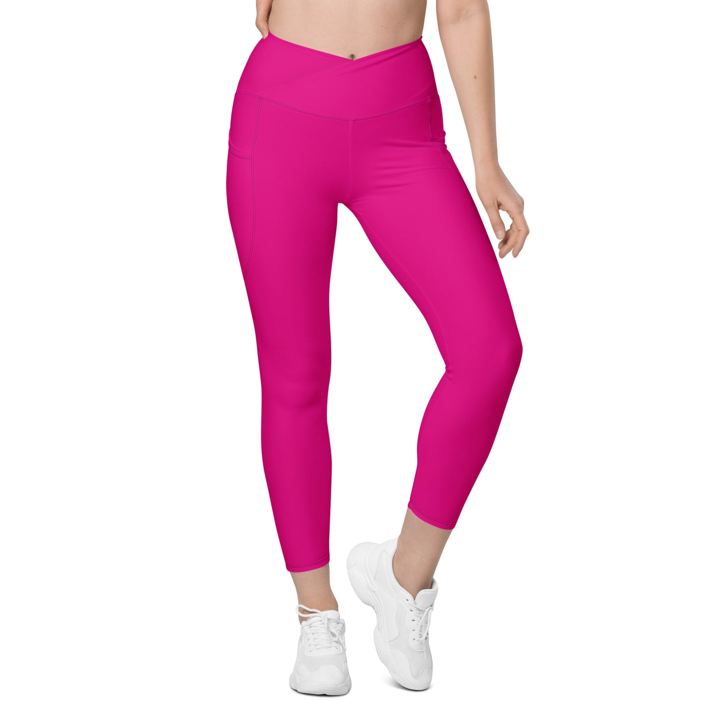 Pink Crossover leggings with pockets