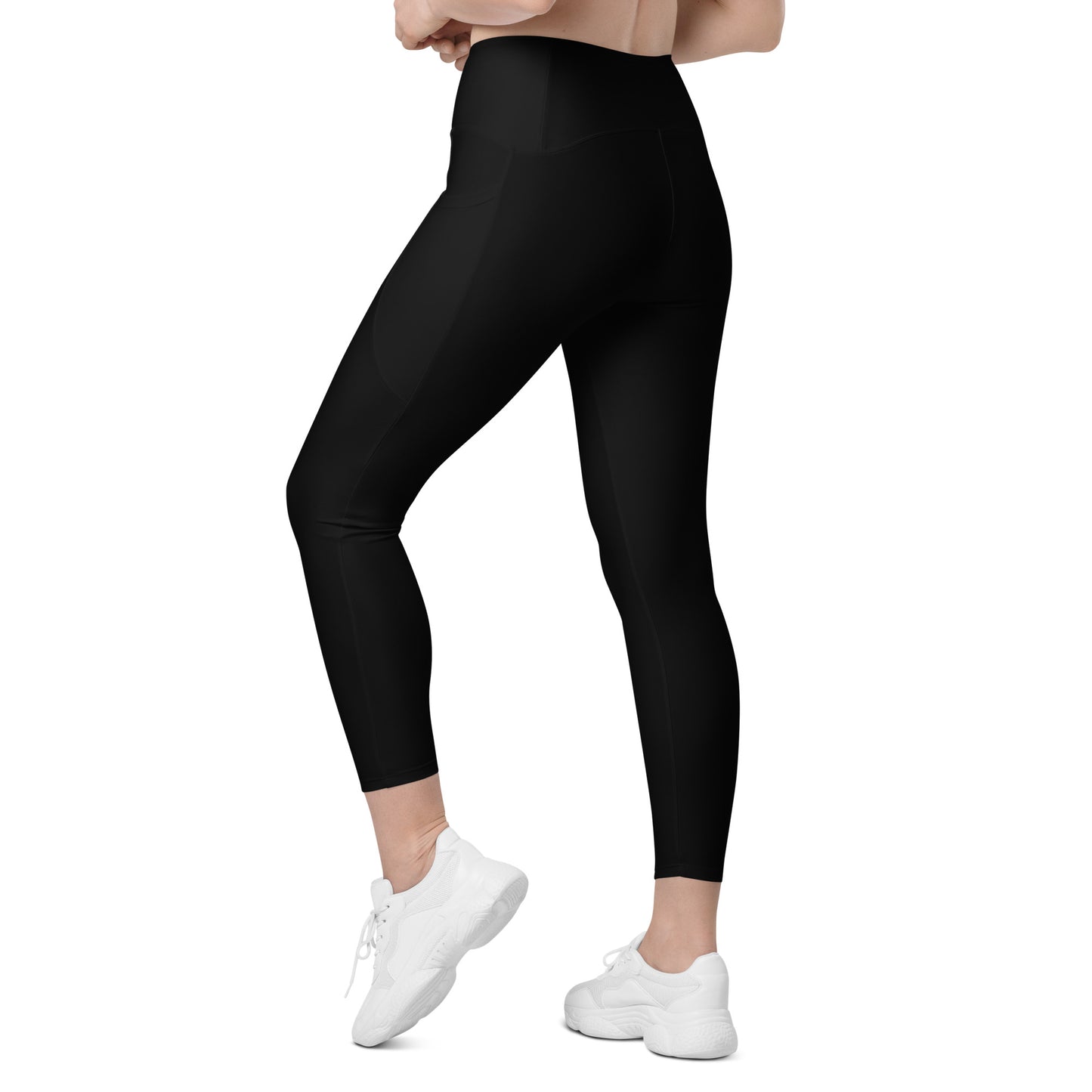 Black Crossover leggings with pockets