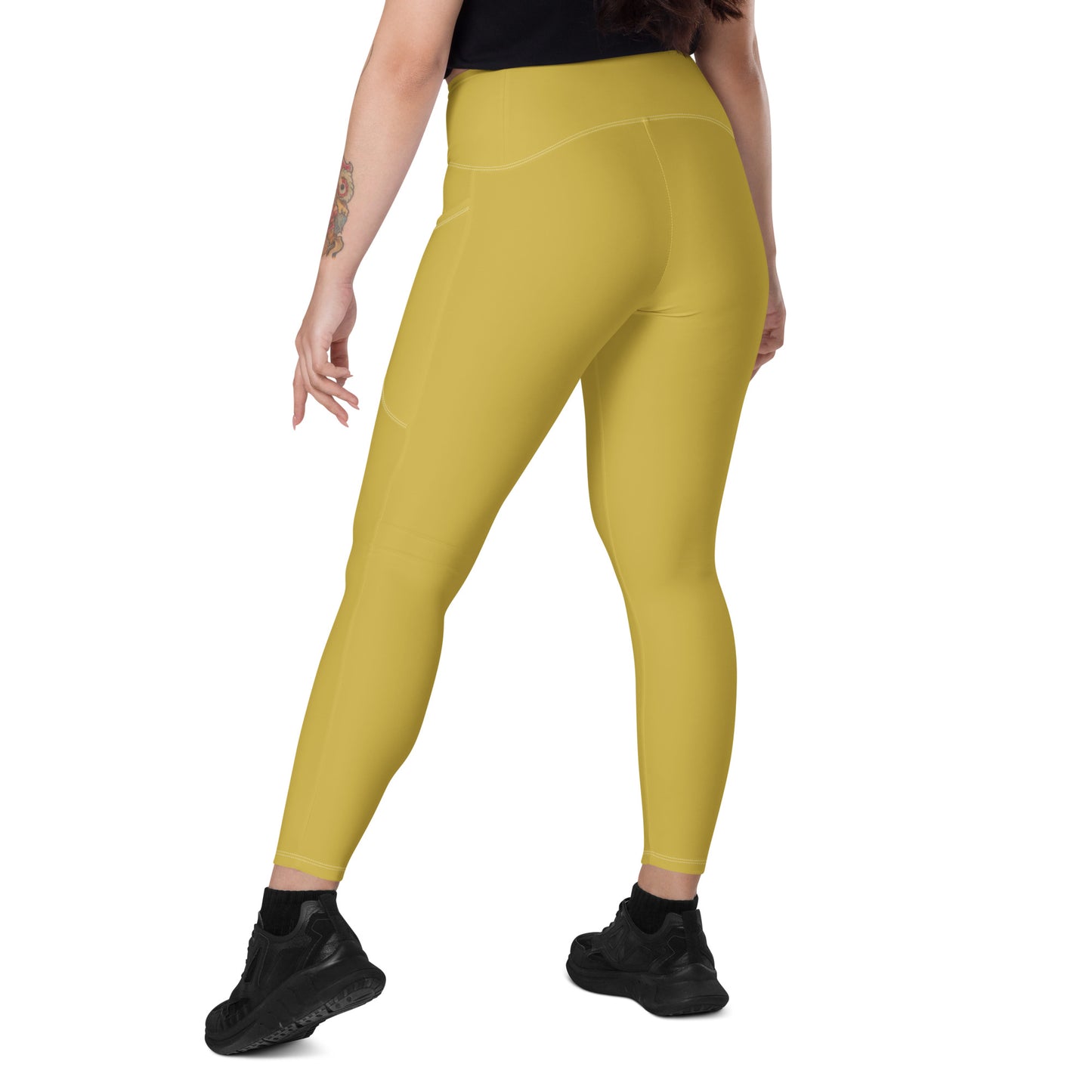 Gold Crossover leggings with pockets