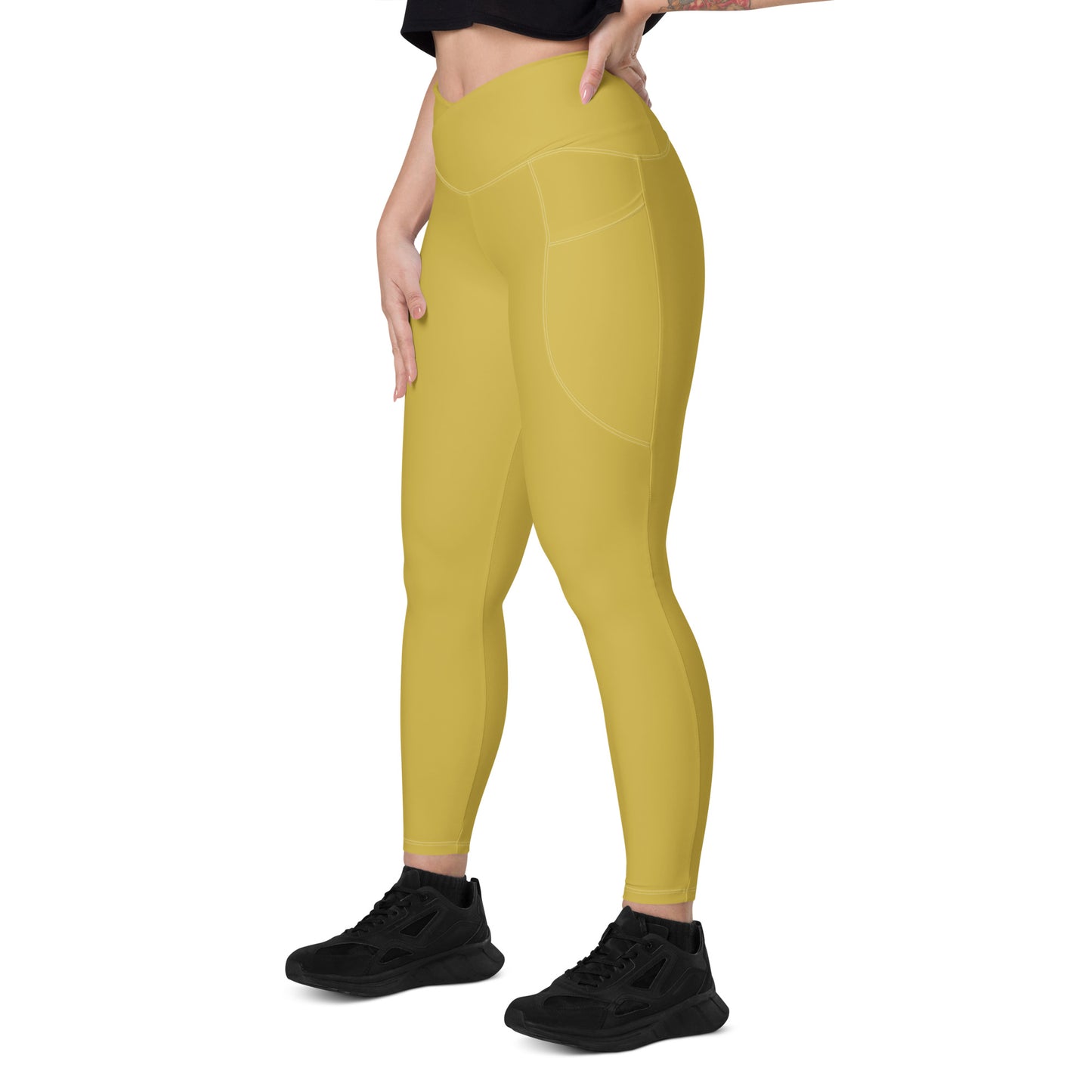 Gold Crossover leggings with pockets