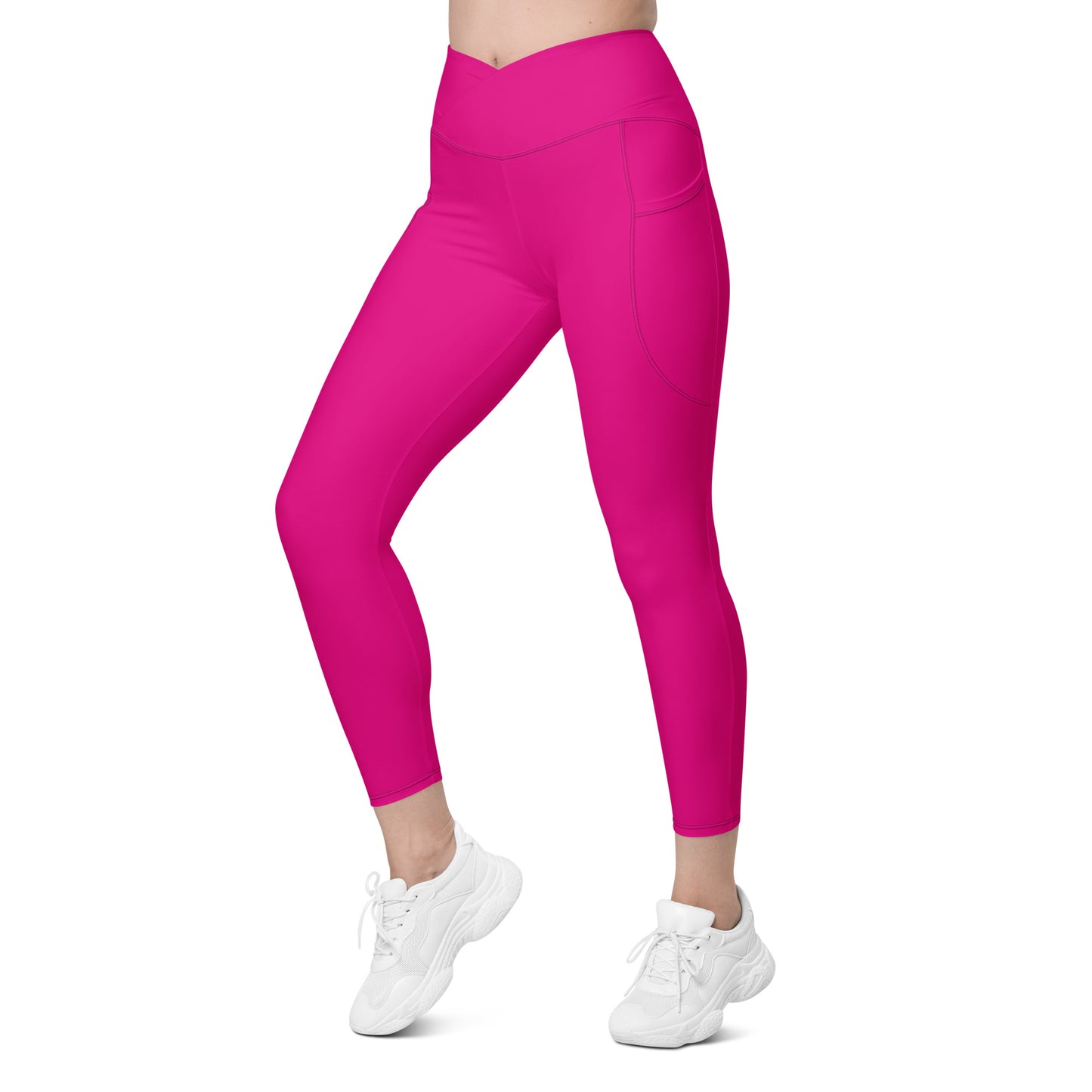 Pink Crossover leggings with pockets