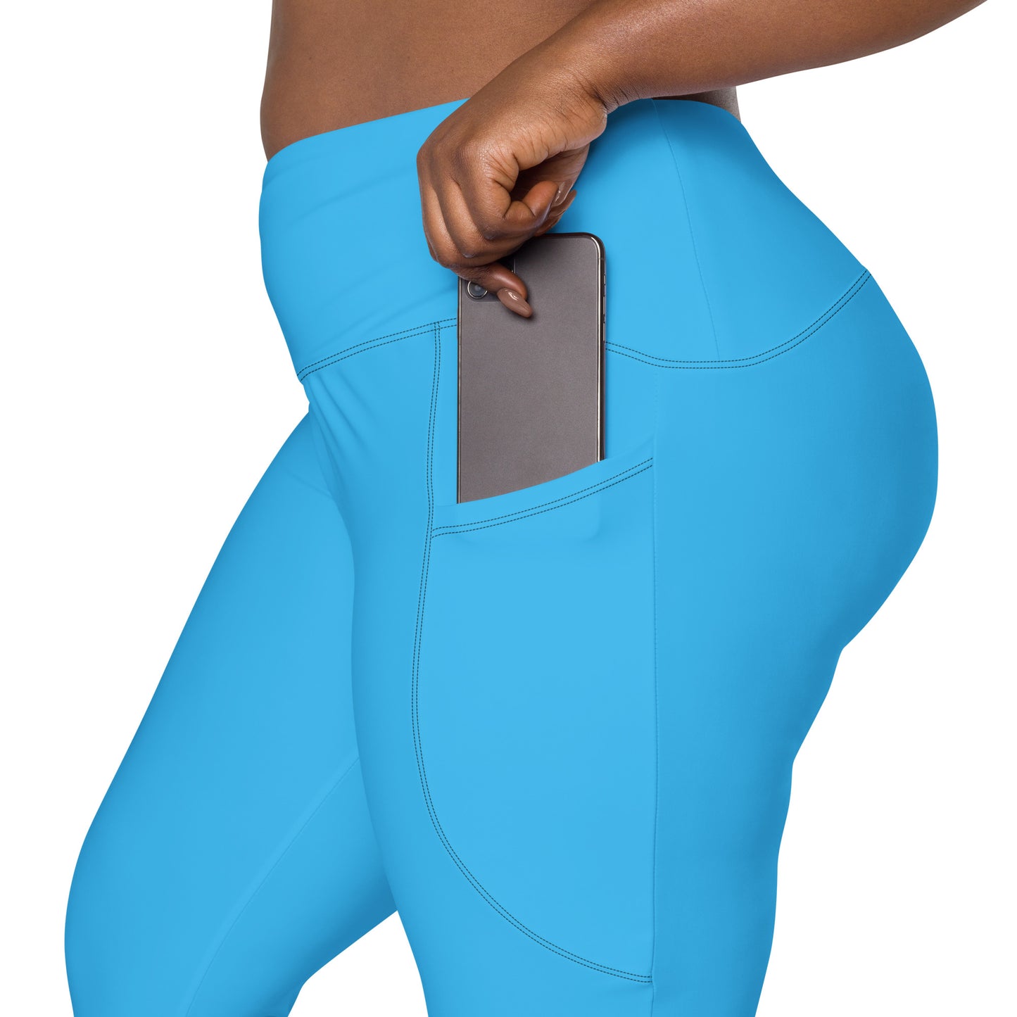 Sky Blue Crossover leggings with pockets