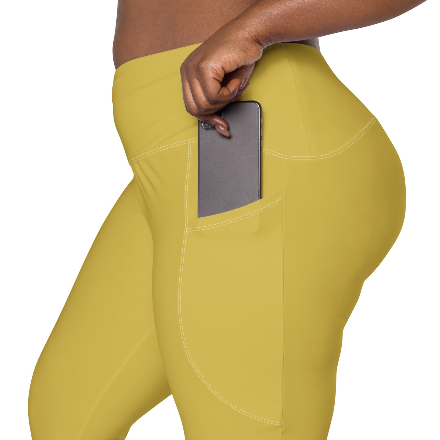 Gold Crossover leggings with pockets