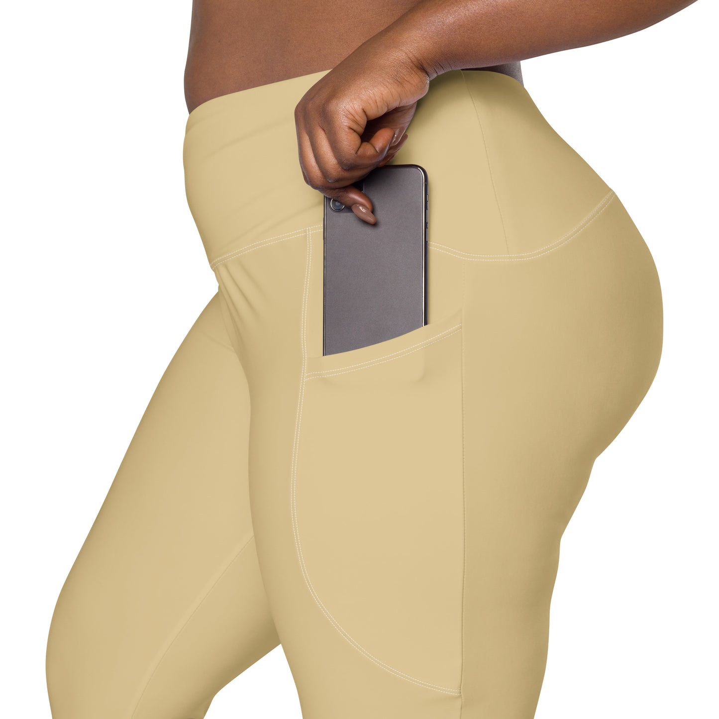 Pale Gold Crossover leggings with pockets