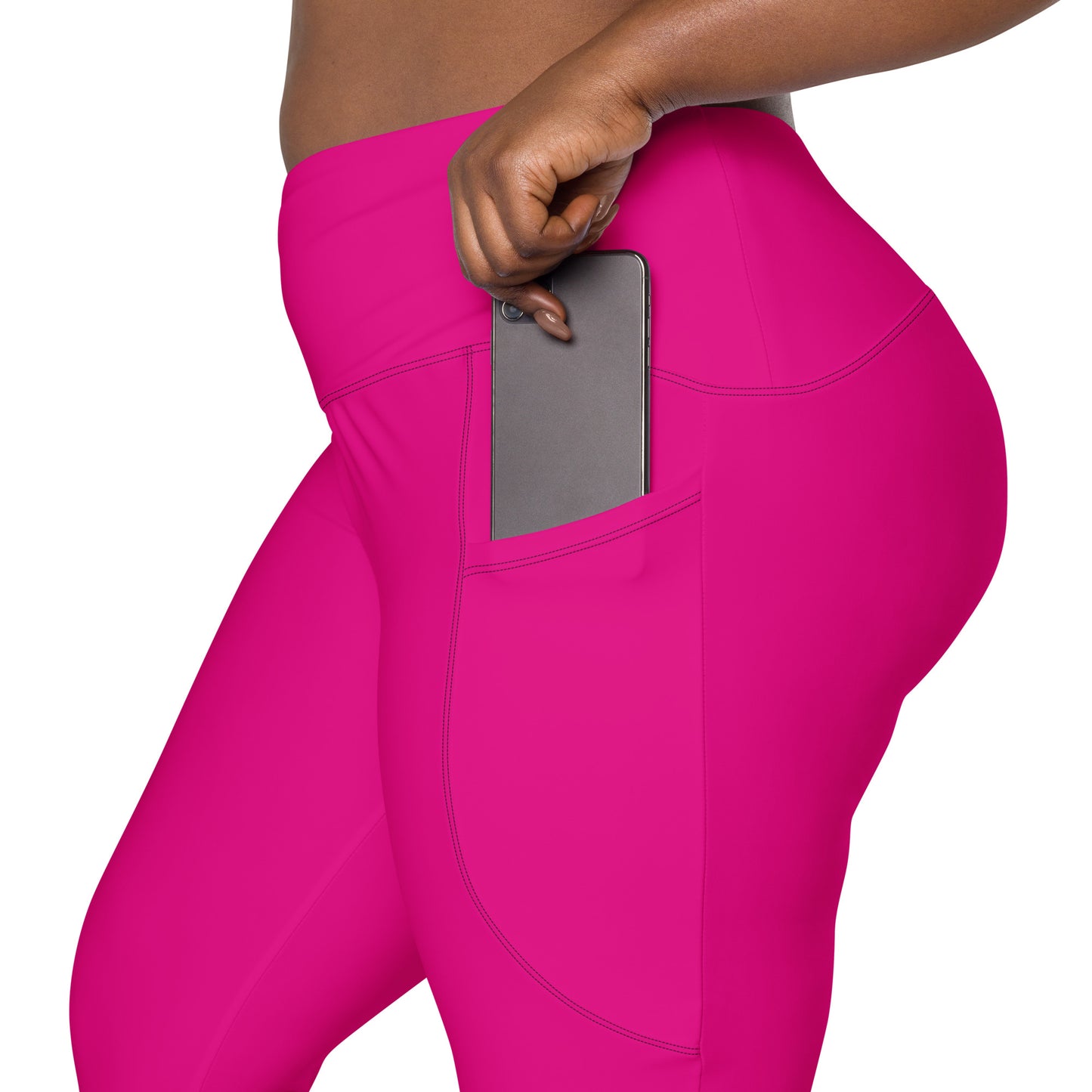 Pink Crossover leggings with pockets