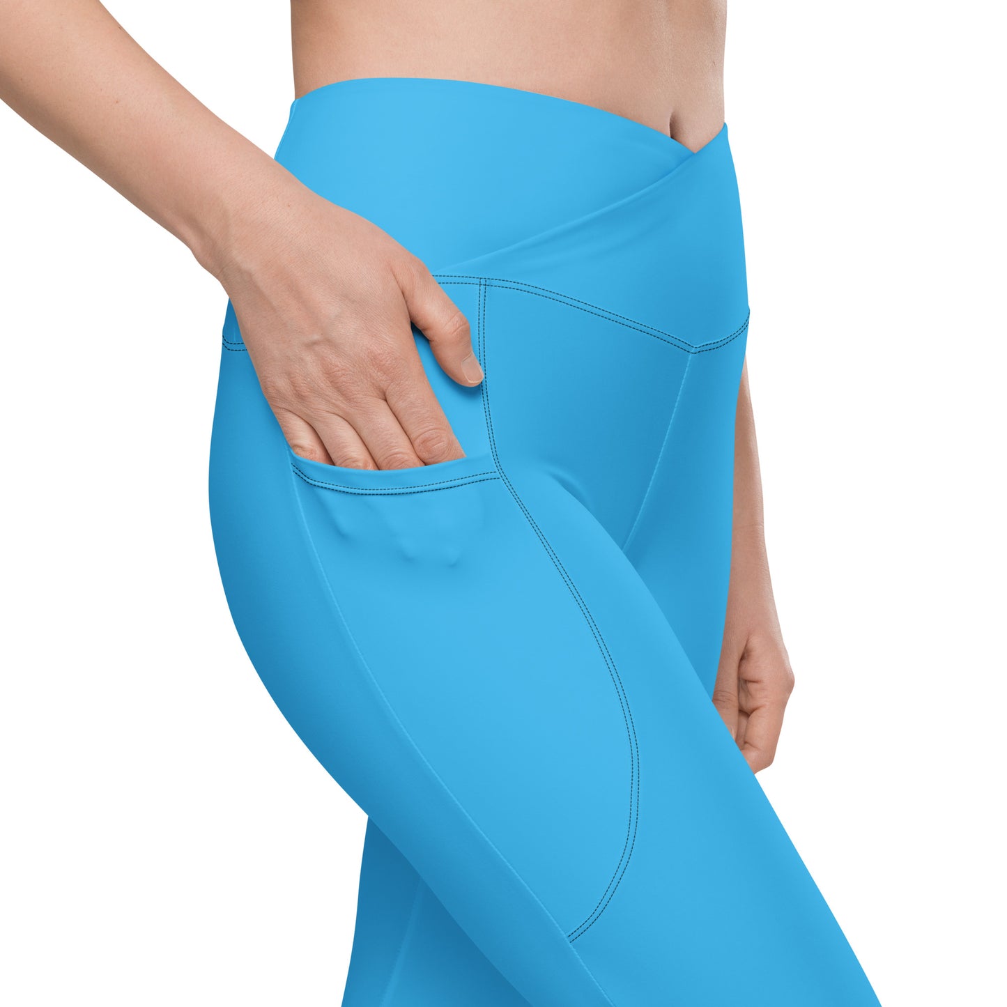 Sky Blue Crossover leggings with pockets