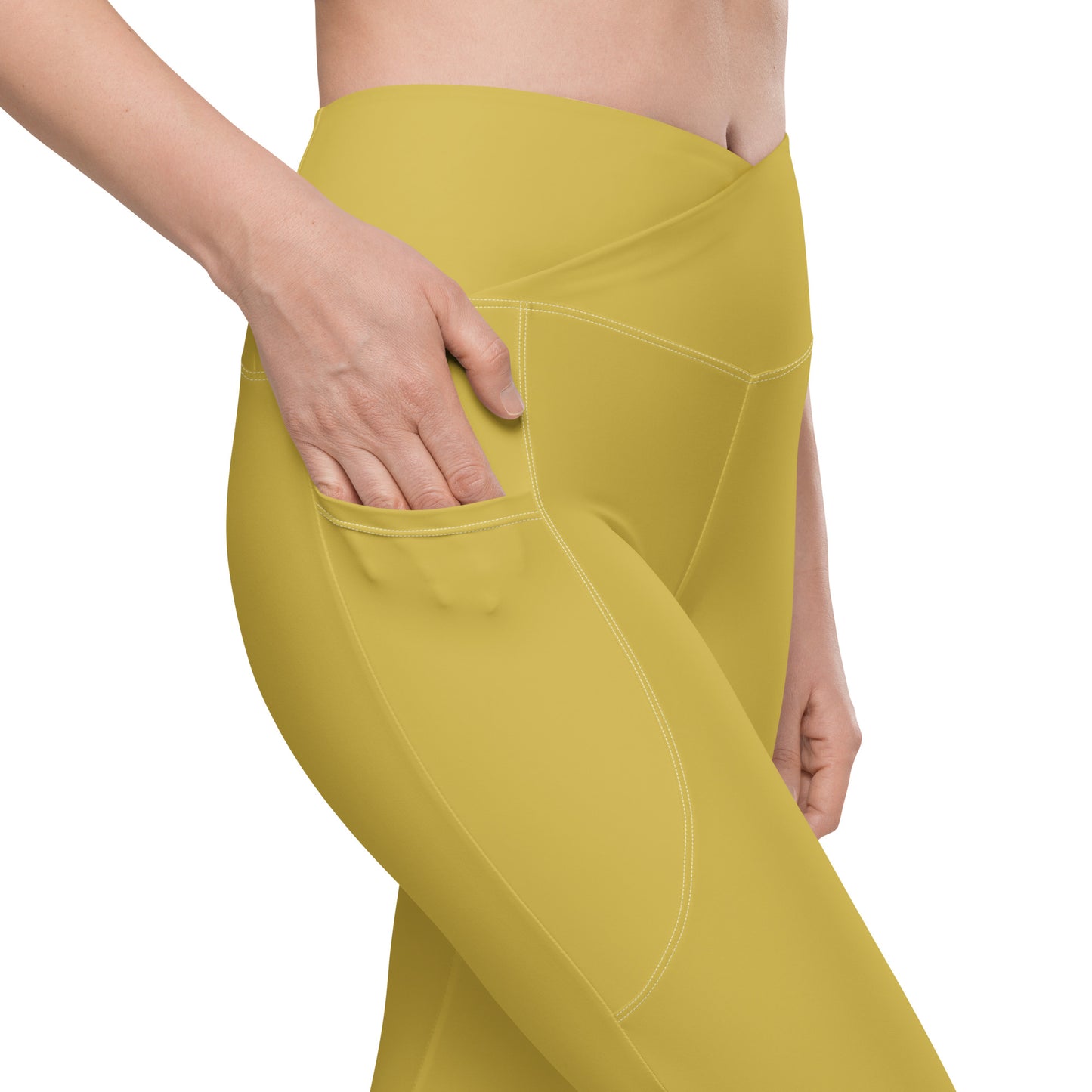 Gold Crossover leggings with pockets