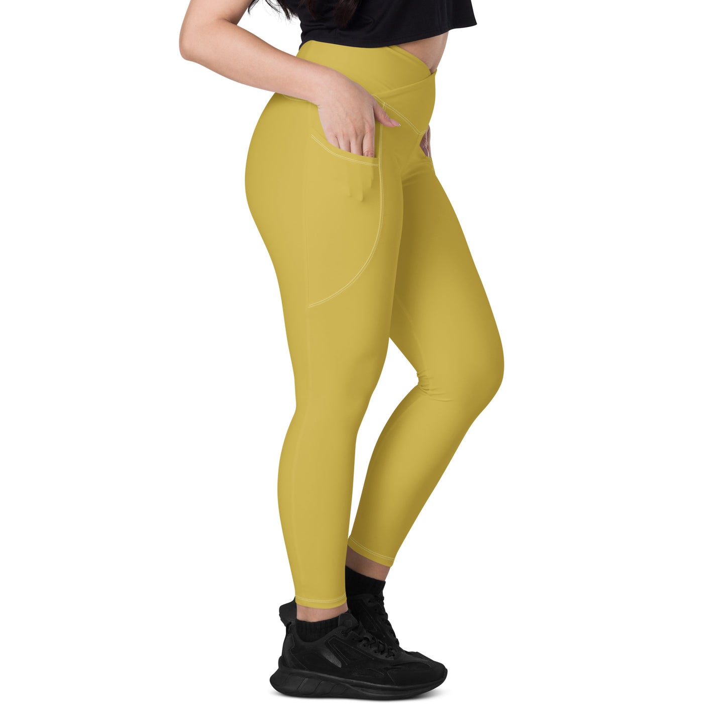 Gold Crossover leggings with pockets