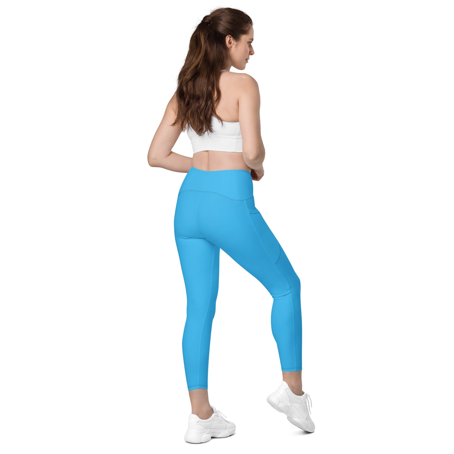 Sky Blue Crossover leggings with pockets