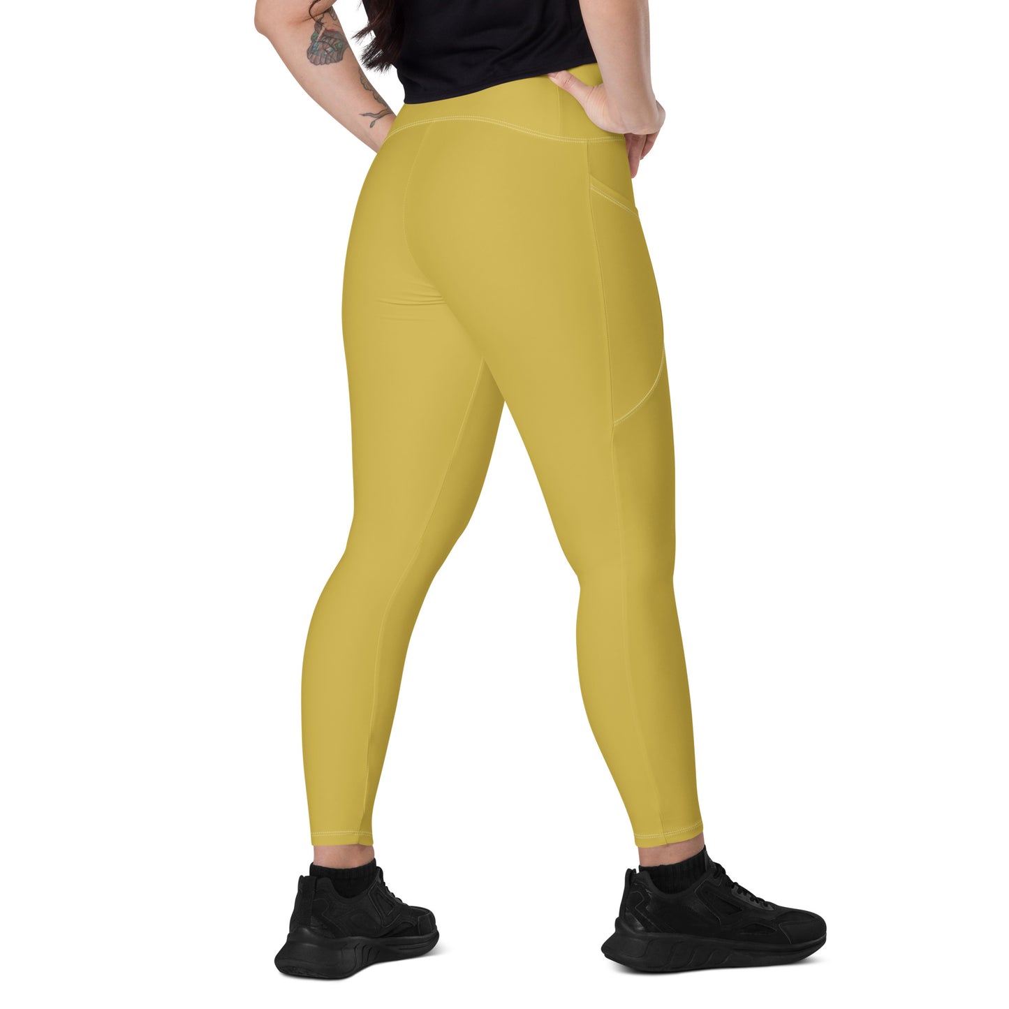 Gold Crossover leggings with pockets