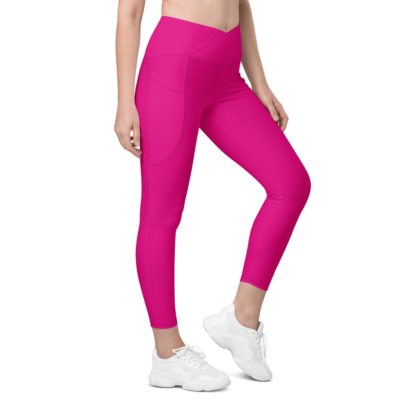 Pink Crossover leggings with pockets