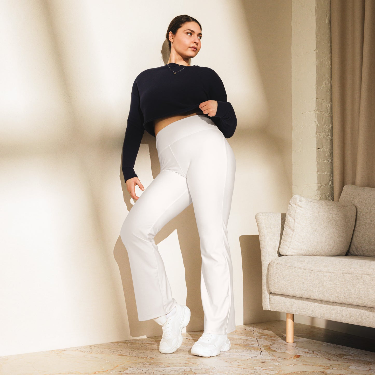 White Flare leggings