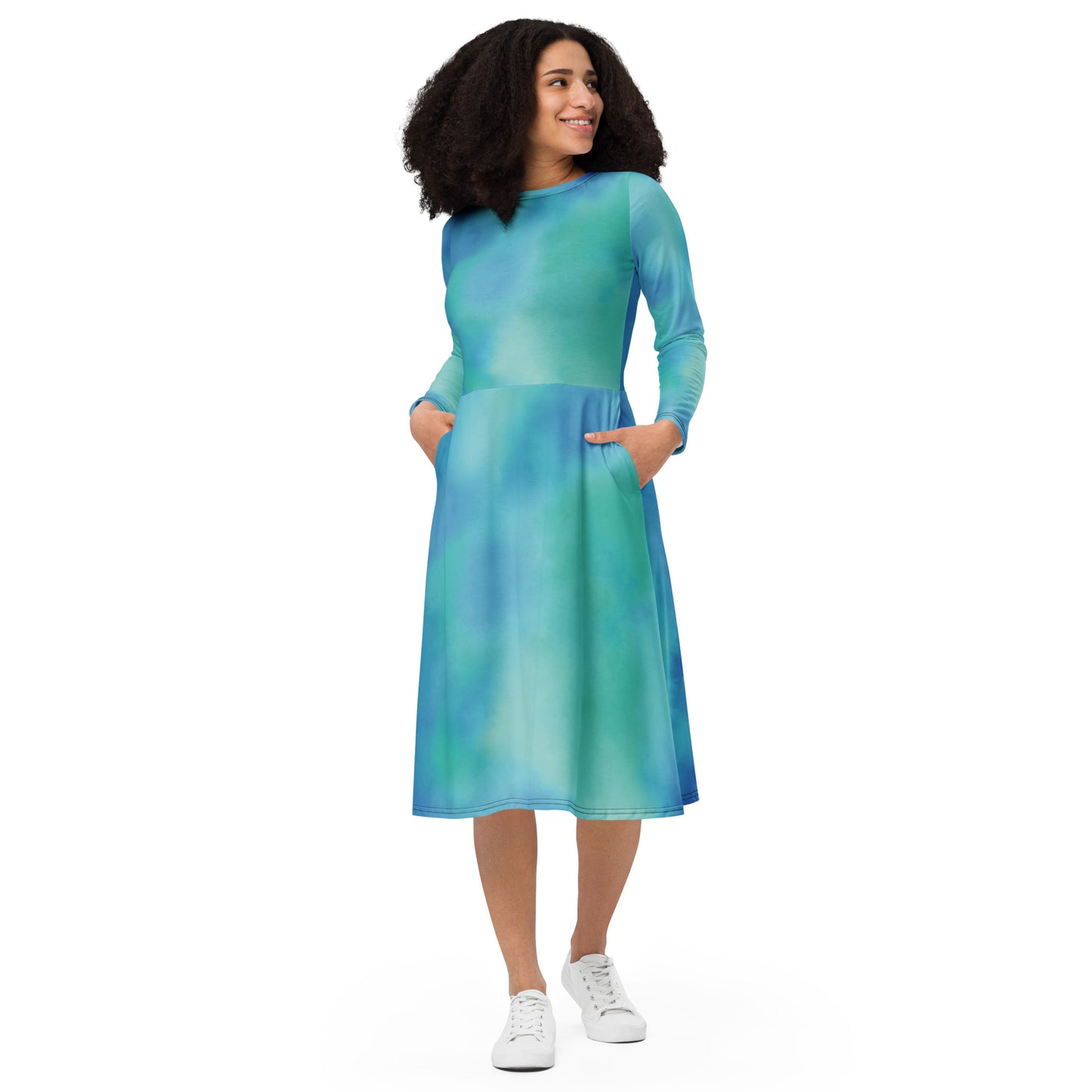 Agua long sleeve midi dress