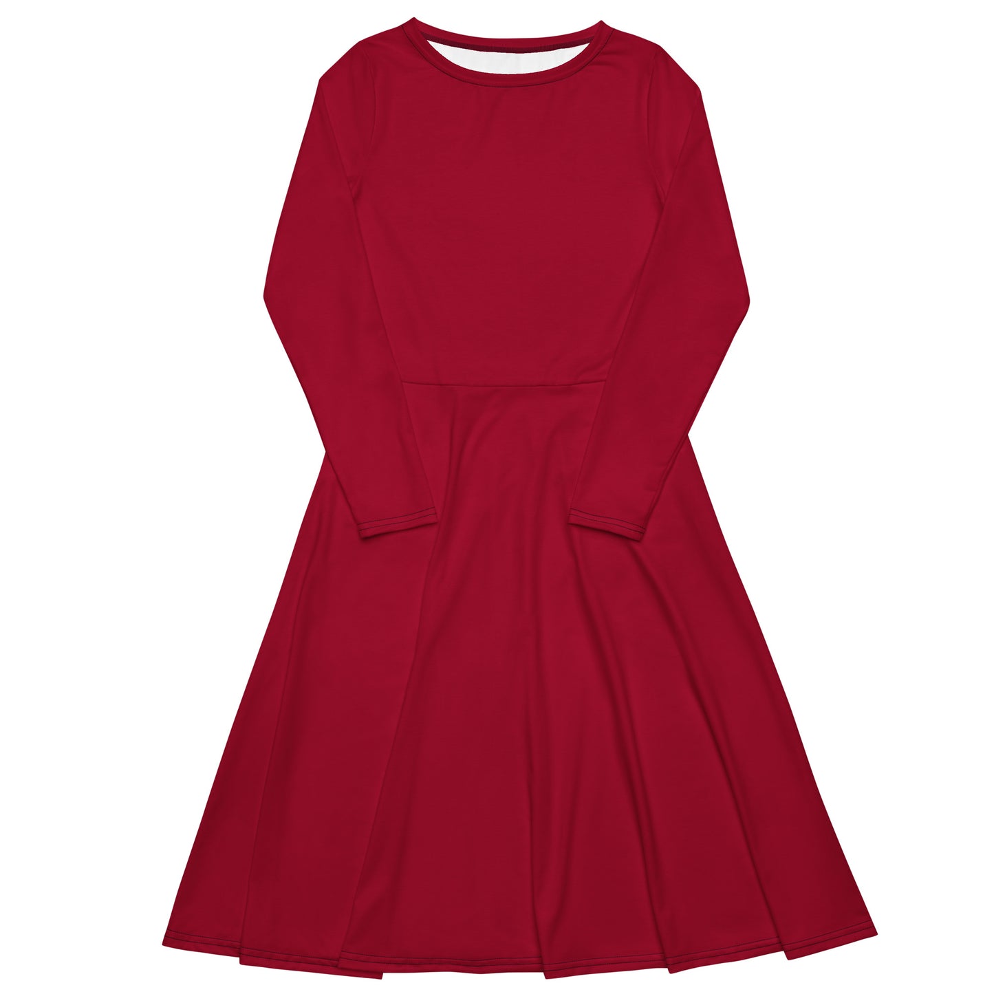 Carmine Red long sleeve midi dress