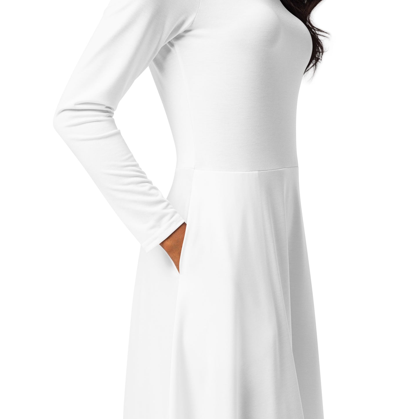 White long sleeve midi dress