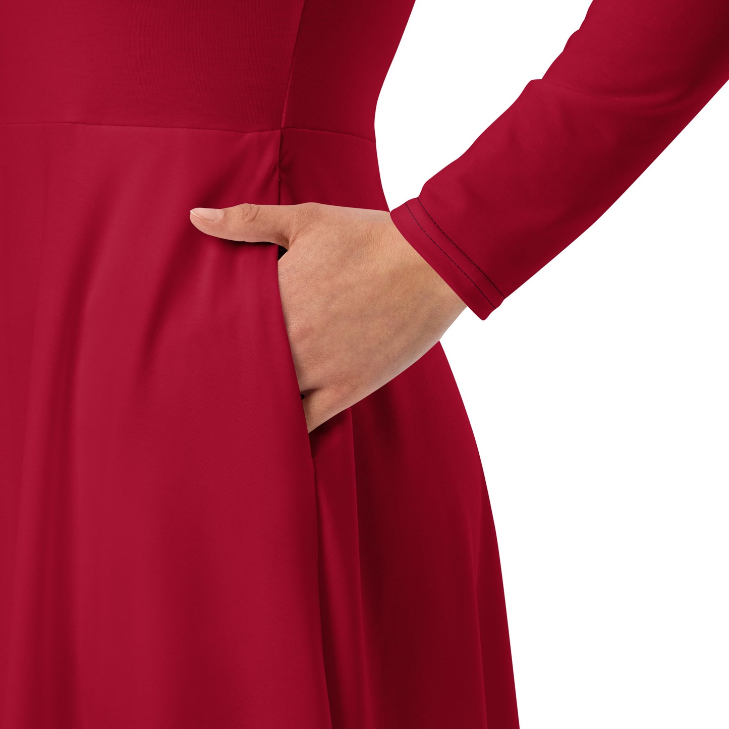 Carmine Red long sleeve midi dress