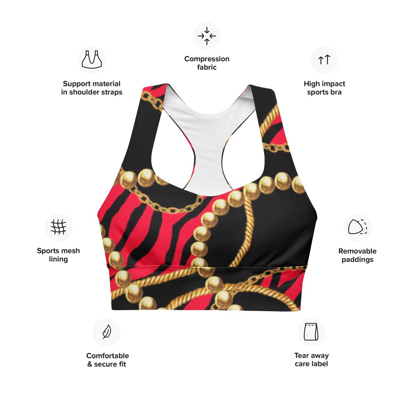 All-Over Print Longline sports bra