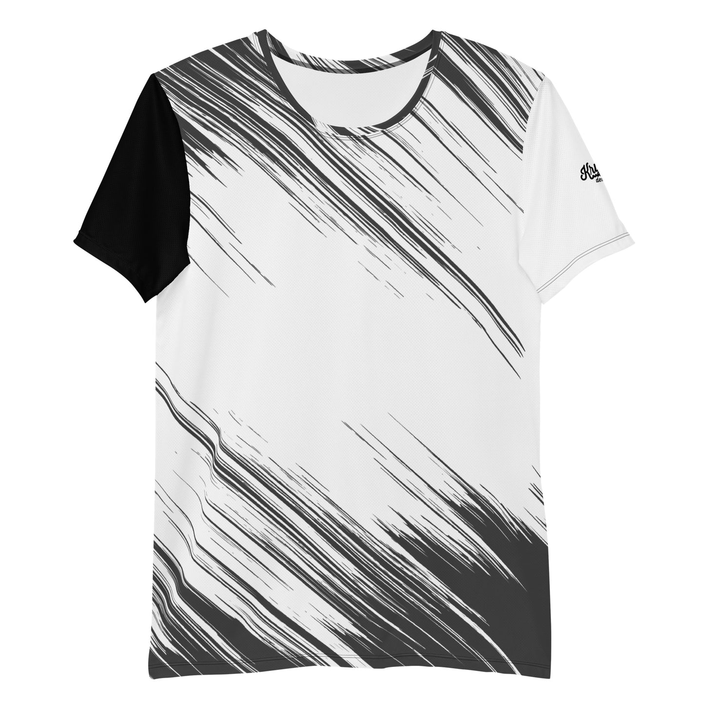 White and Black Print Men's Athletic T-shirt