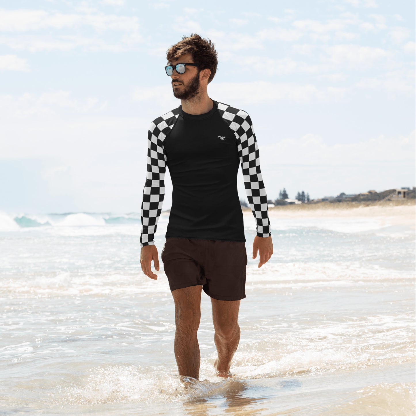 Men's  Chequered Sleeve Rash Guard