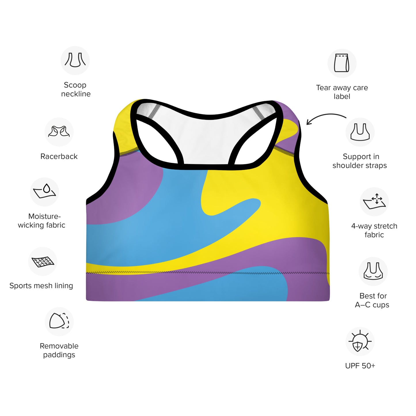 Padded Colour Splash Sports Bra