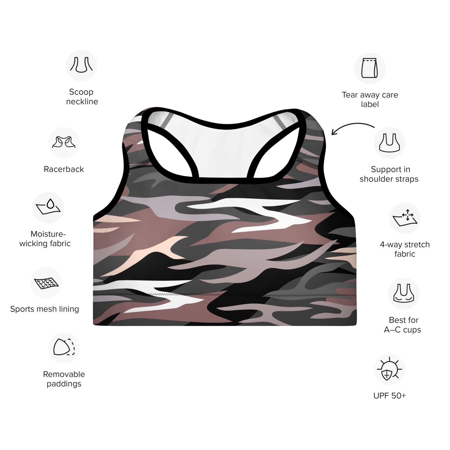 Camouflage Padded Sports Bra