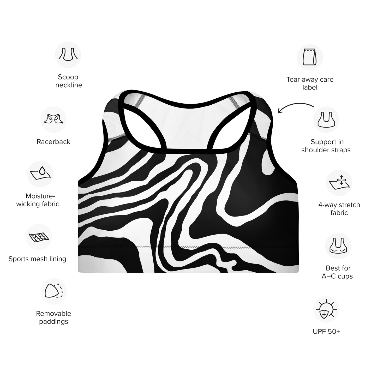 Zebra Print Padded Sports Bra