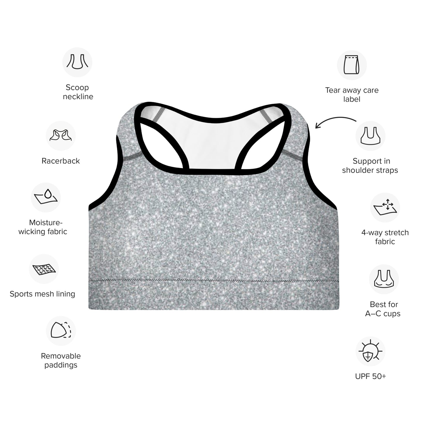 Silver Padded Sports Bra