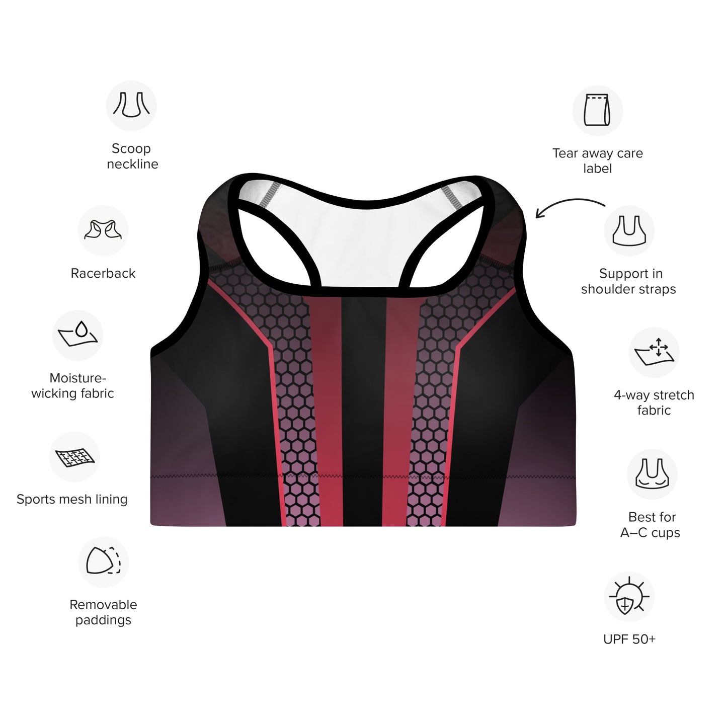 Geometric Print Padded Sports Bra