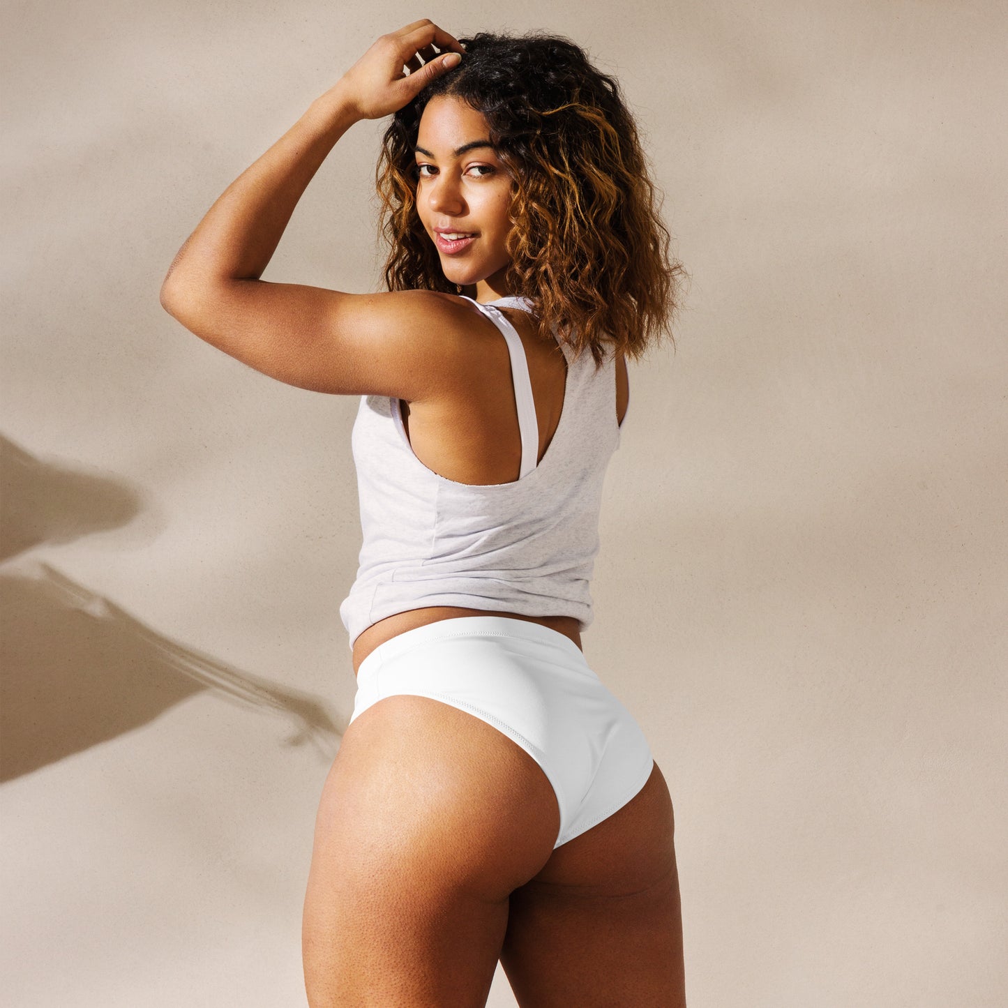 Recycled white high-waisted bikini bottom