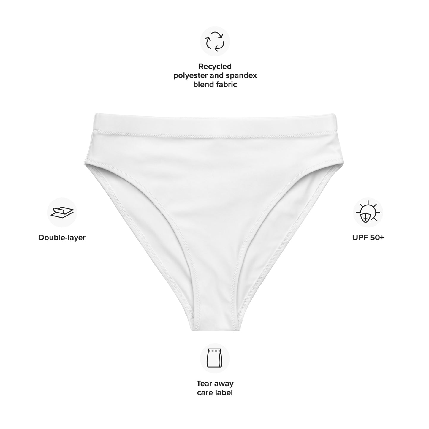 Recycled white high-waisted bikini bottom