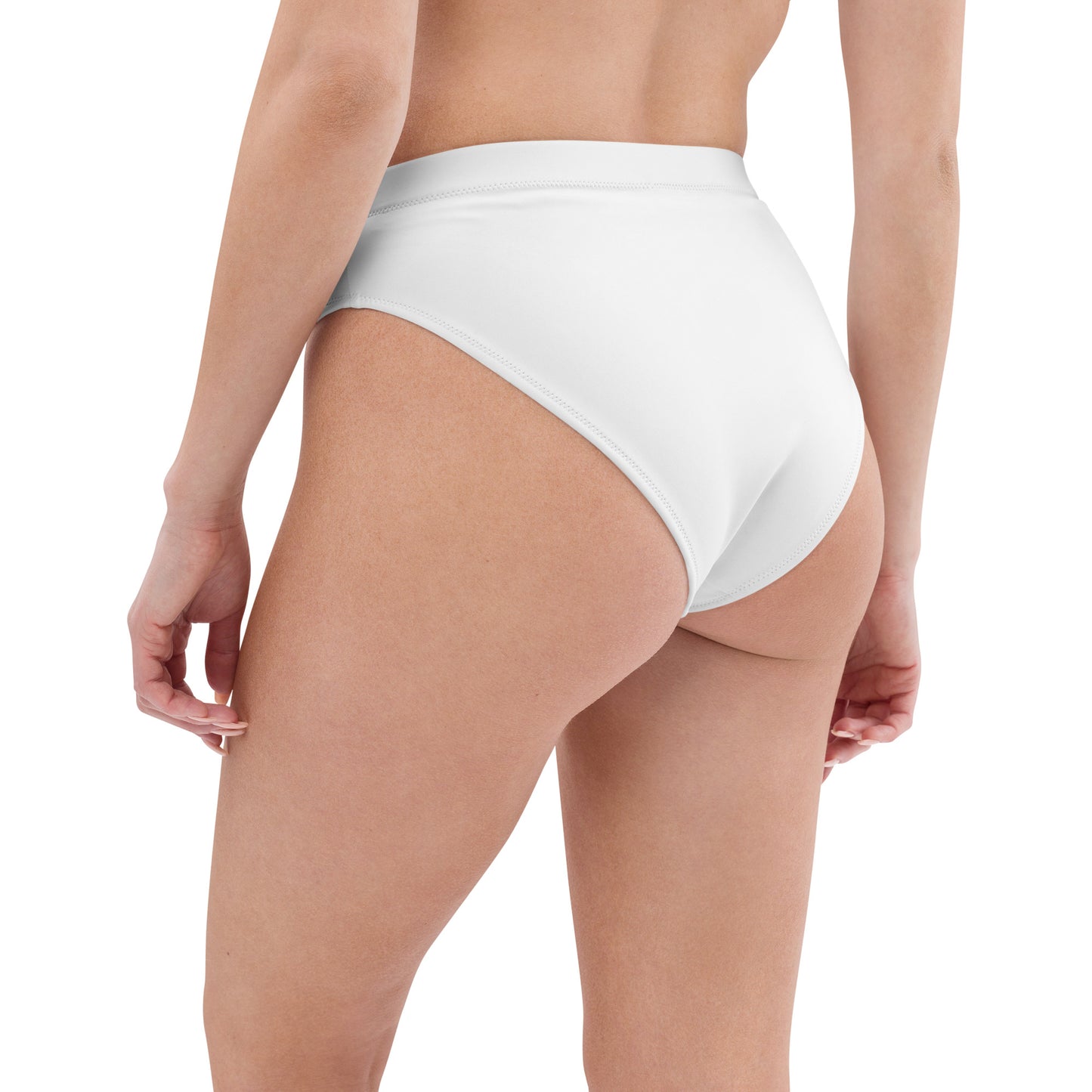 Recycled white high-waisted bikini bottom