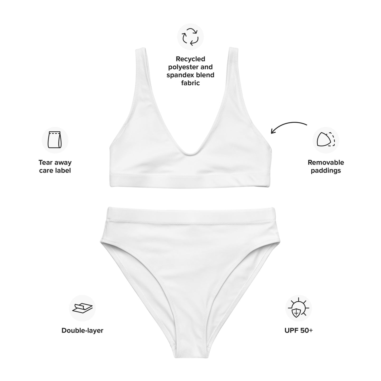 Recycled White high-waisted bikini