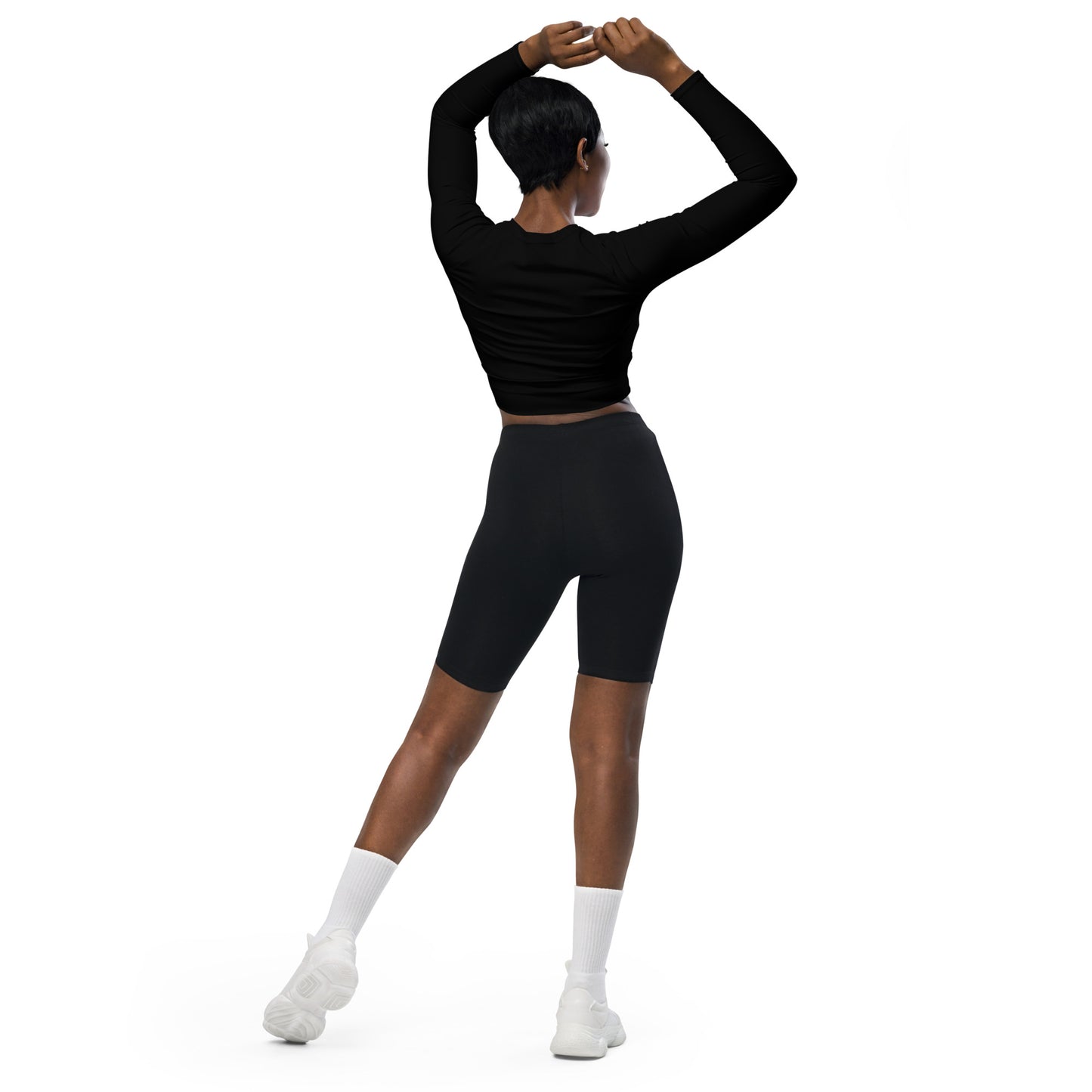 Recycled Black long-sleeve Love bites crop top