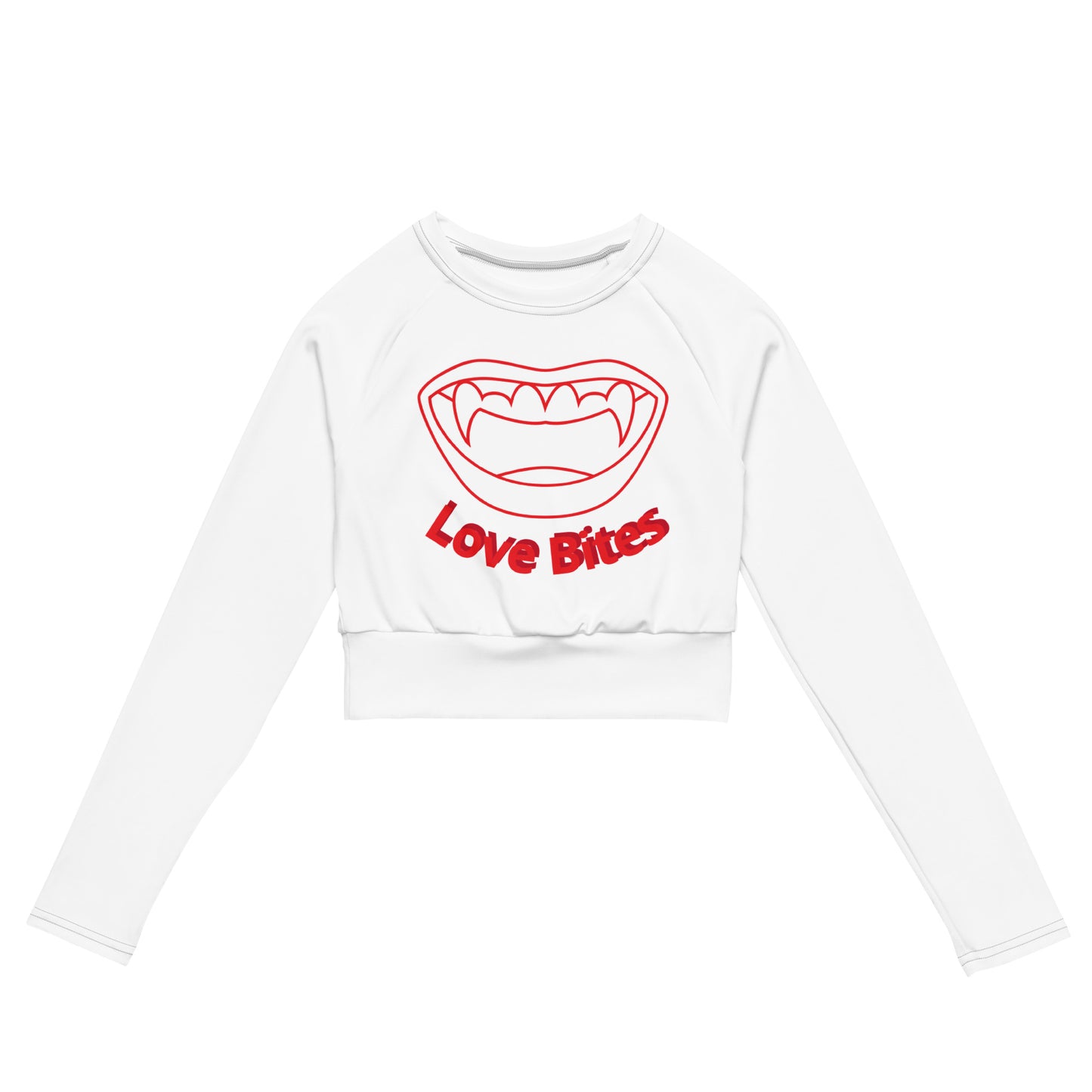 Recycled white long-sleeve Love bites crop top