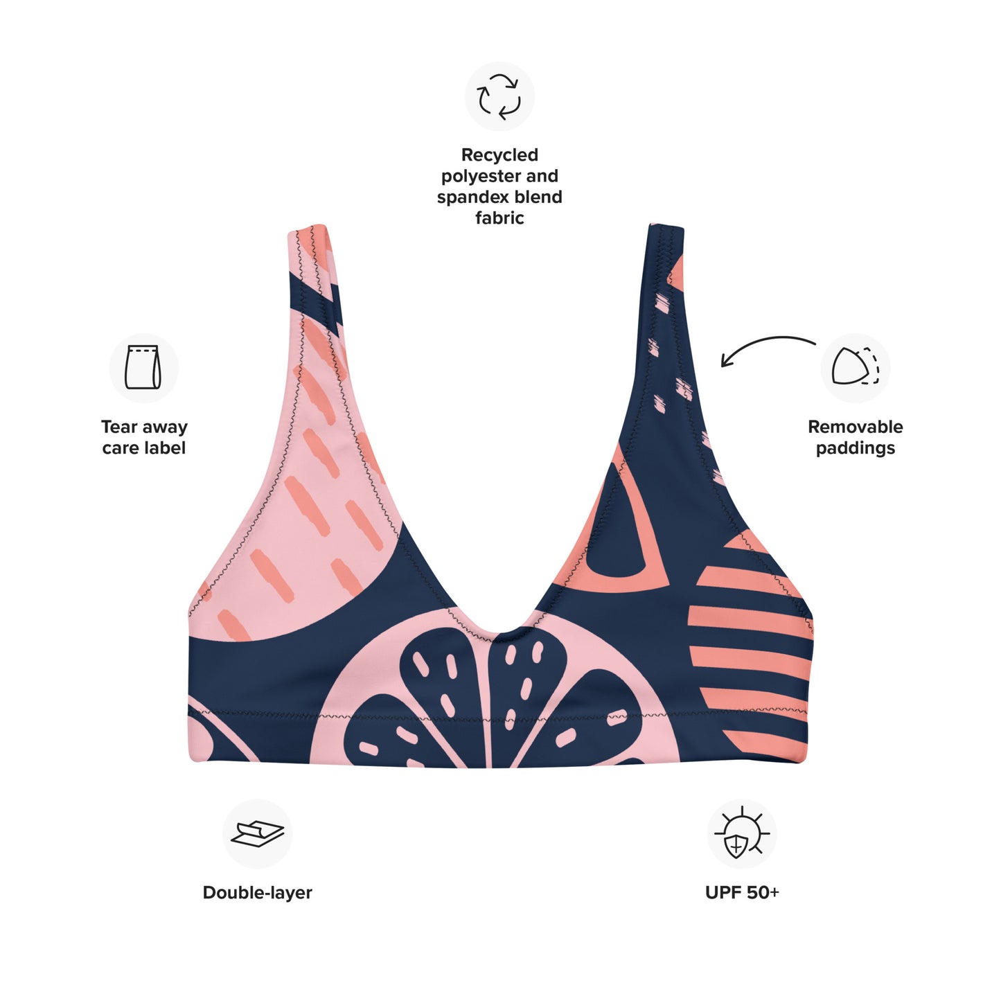 Recycled padded bikini top