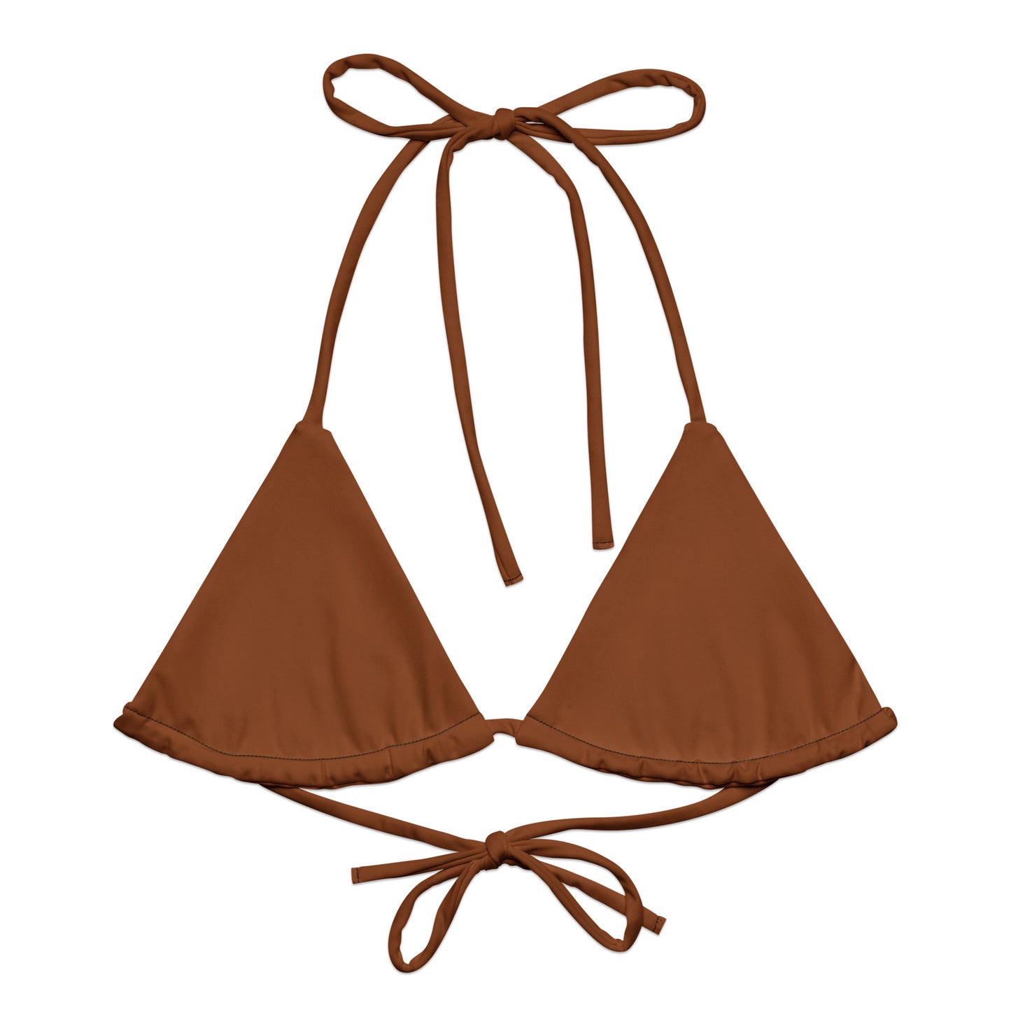 Brown recycled string bikini top