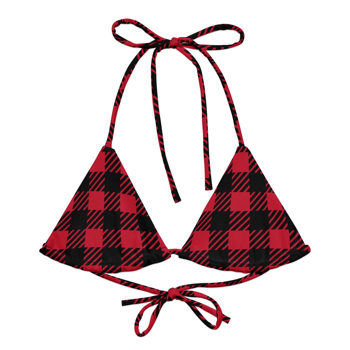 Tartan recycled string bikini top