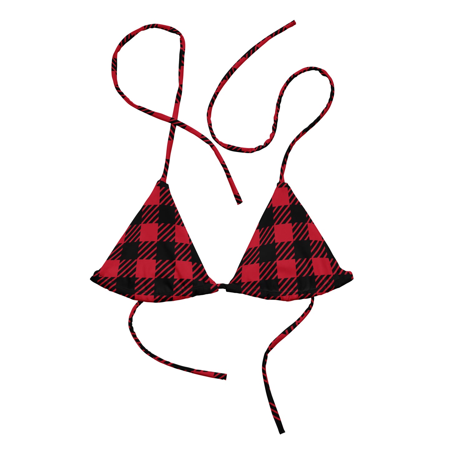 Tartan recycled string bikini top