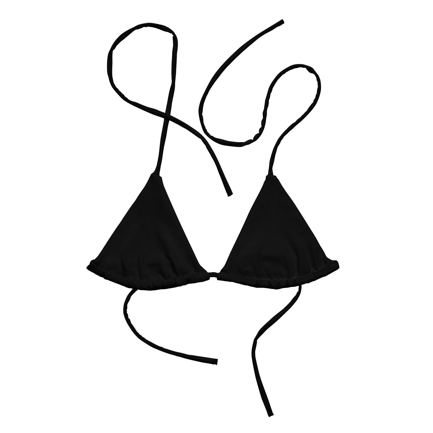 Black recycled string bikini top